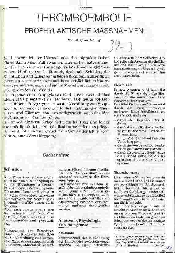 Vorschauseite 1: Thromboembolie Prophylaktische Maßnahmen