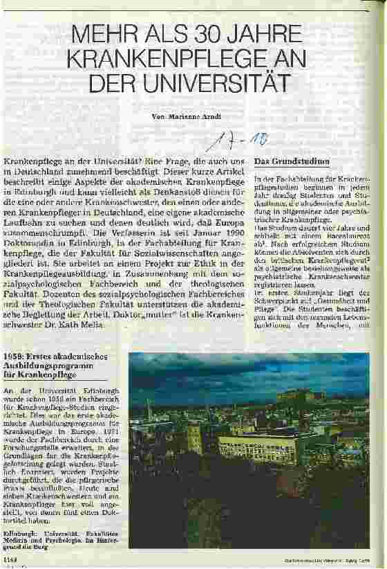 Vorschauseite 1: Mehr als 30 Jahre Krankenpflege an der Universität
