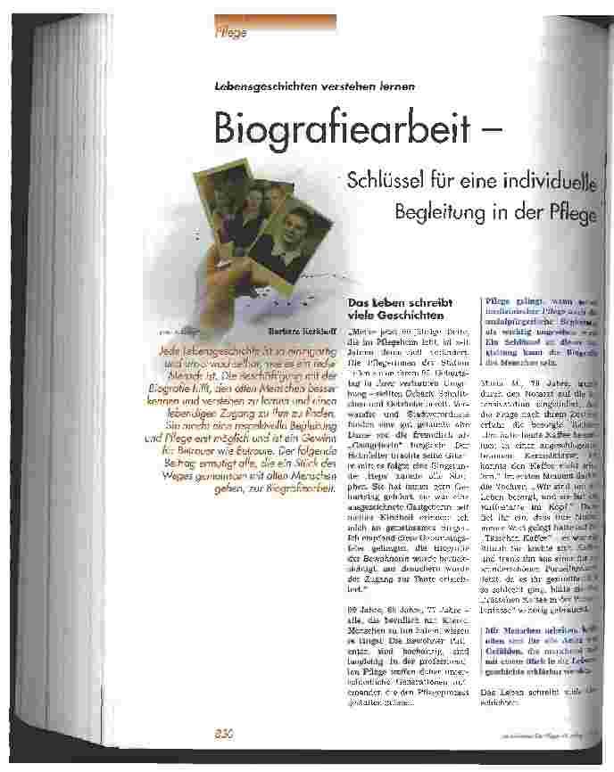 Vorschauseite 1: Biografiearbeit - Schlüssel für eine individuelle Begleitung in der Pflege