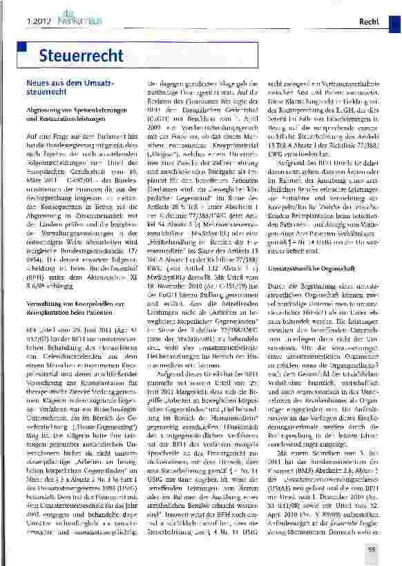 Vorschauseite 1: Neues aus dem Umsatzsteuerrecht