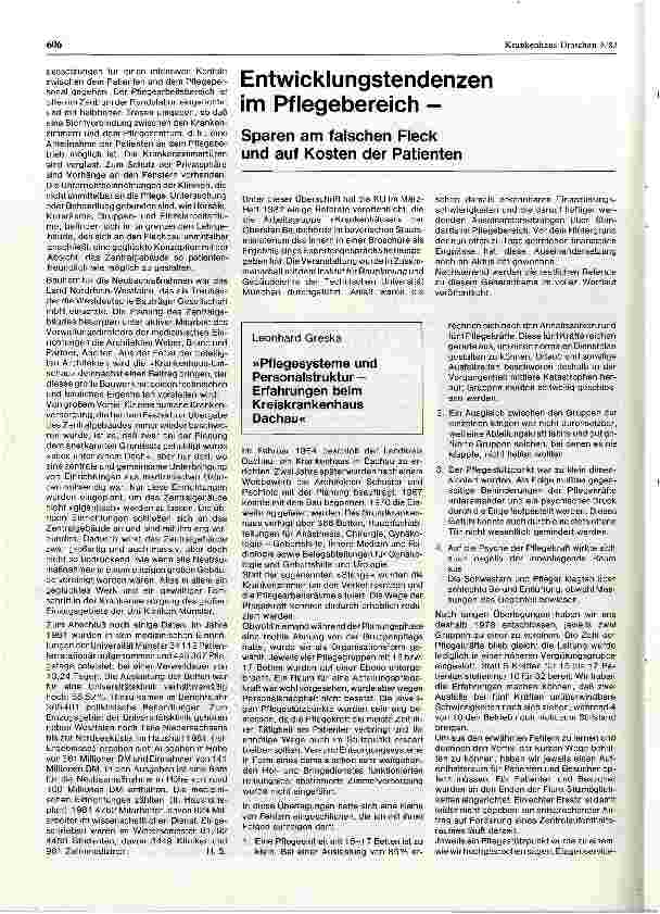 Vorschauseite 1: Entwicklungstendenzen im Pflegebereich - Sparen am falschen Fleck und auf Kosten der Patienten