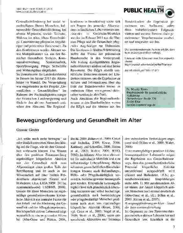 Vorschauseite 1: Bewegungsförderung und Gesundheit im Alter