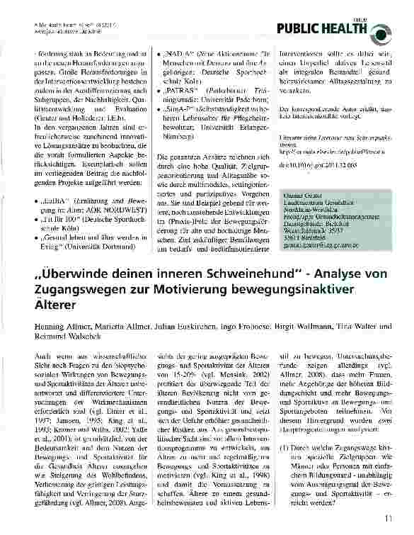 Vorschauseite 3: Bewegungsförderung und Gesundheit im Alter
