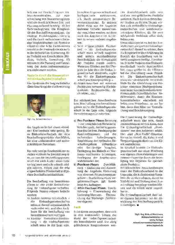 Vorschauseite 2: Was zählt, sind Erfahrung und Know-HowEinkauf von Investitionsgütern durch Einkaufsgemeinschaften