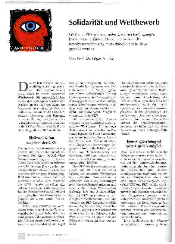 Vorschauseite 1: Solidarität und Wettbewerb