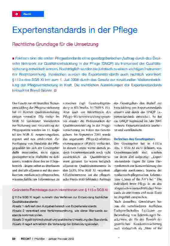 Vorschauseite 1: Expertenstandards in der Pflege