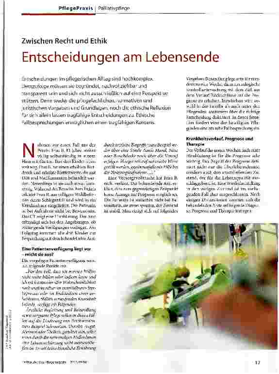 Vorschauseite 1: Entscheidungen am Lebensende