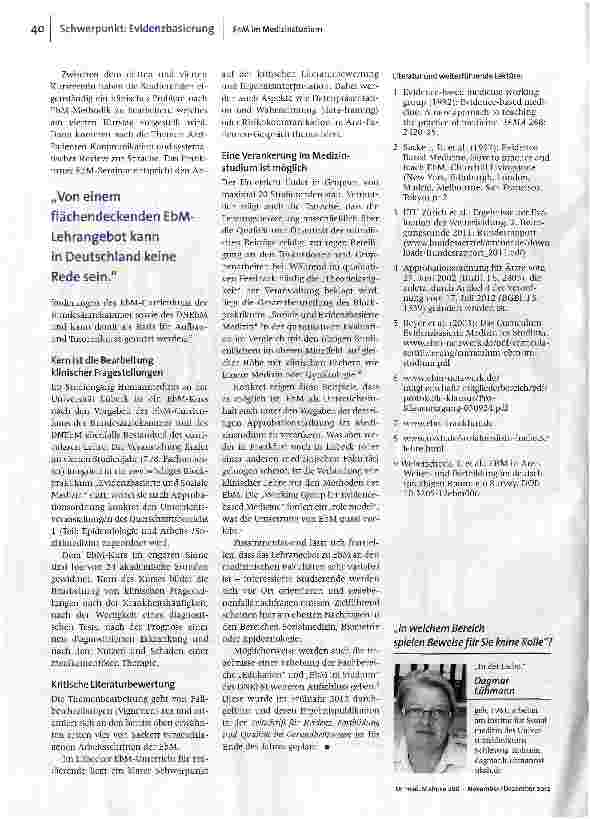 Vorschauseite 3: Evidenzbasierte Medizin im Studium
