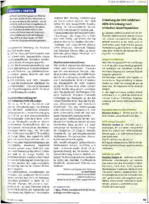 Vorschauseite 2: Anästhesiologische Besonderheiten bei AIDS 1. Teil, Gefährliche Interaktionen mit Antivirus-Cocktails