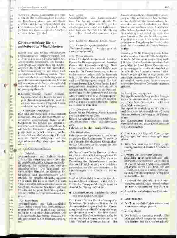 Vorschauseite 2: Kriterien für einen Wirtschaftlichkeitsvgl. der Arzneimittelversorgung von Krankenhäusern d. eine Krankenhausapotheke bzw.eine öftl. Apotheke