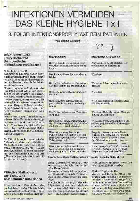 Vorschauseite 1: Infektion vermeiden - das kleine Hygiene 1mal1 3. Folge: Infektionsprophylaxe beim Patienten