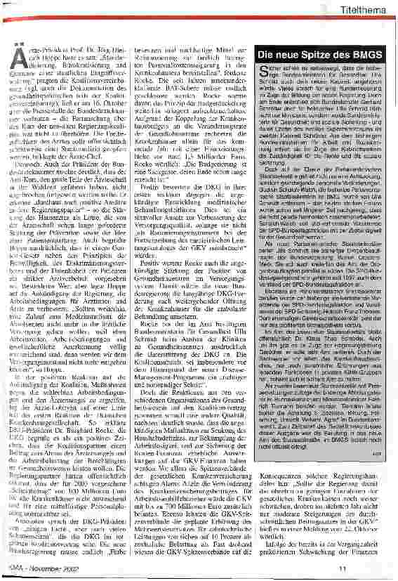 Vorschauseite 2: Not-Operation sofort, Reformen später Das gesundheitspolitische Konzept der zweiten rot-grünen Bundesregierung