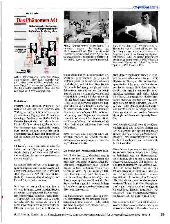 Vorschauseite 2: Geschichte der Entstehung und erste Jahre der Arbeitsgemeinschaft für Osteosynthesefragen 1952-1963(1)