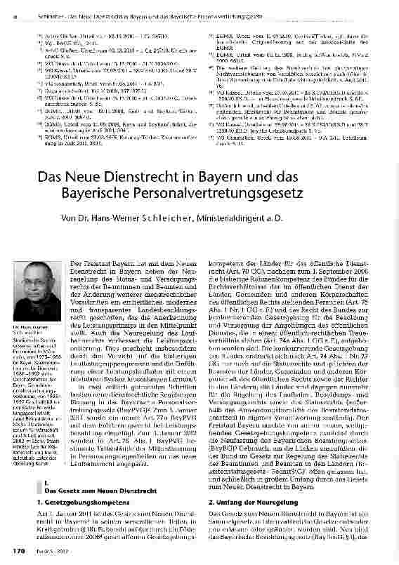 Vorschauseite 1: Das Neue Dienstrecht in Bayern und das Bayerische Personalvertretungsgesetz