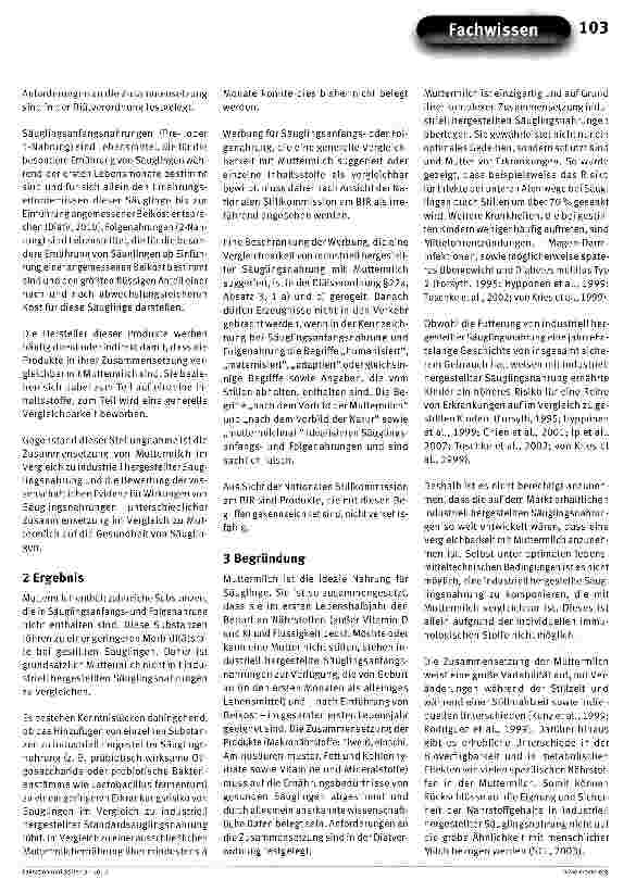 Vorschauseite 2: Unterschiede in der Zusammensetzung von Muttermilch und industriell hergestellter Säuglingsanfangsund Folgenahrung und Auswirkungen auf die Gesundheit von Säuglingen