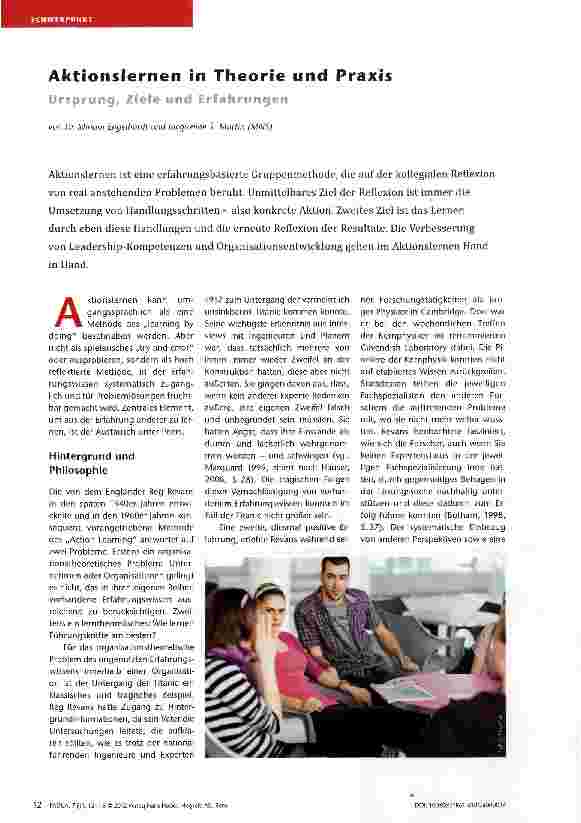 Vorschauseite 1: Aktionslernen in Theorie und Praxis Ursprung, Ziele und Erfahrungen