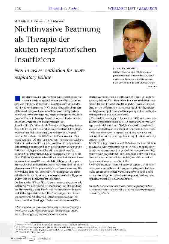 Vorschauseite 1: Nichtinvasive Beatmung als Therapie der akuten respiratorischen Insuffizienz