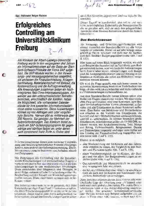 Vorschauseite 1: Erfolgreiches Controlling am Universitätsklinikum Freiburg