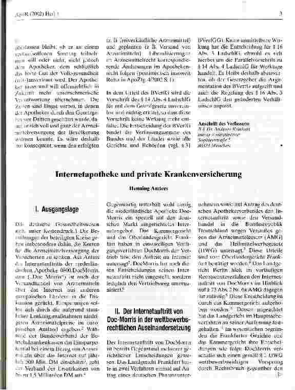 Vorschauseite 1: Internetapotheke und private Krankenversicherung