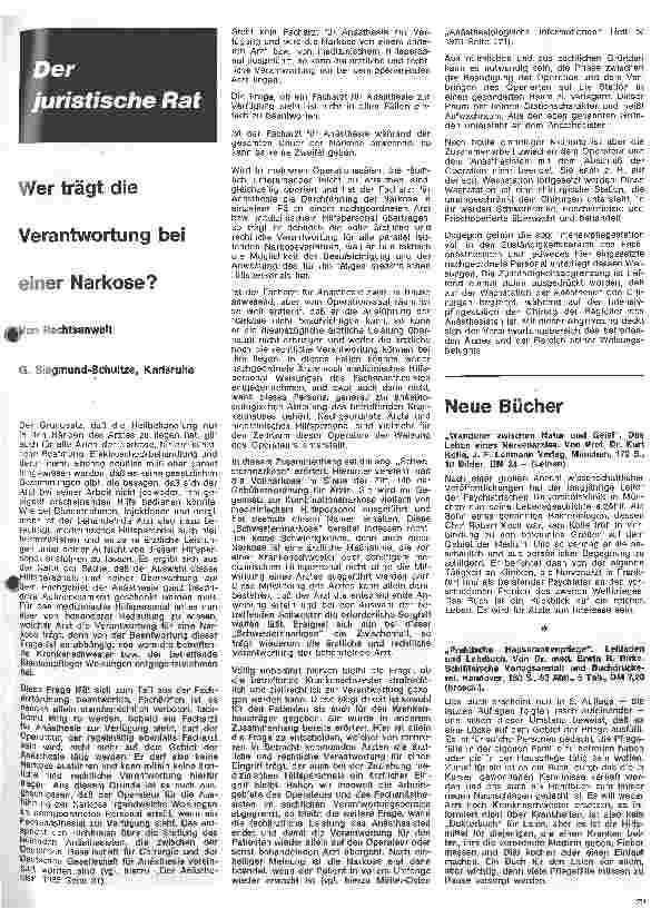 Vorschauseite 1: Wer trägt die Verantwortung bei einer Narkose