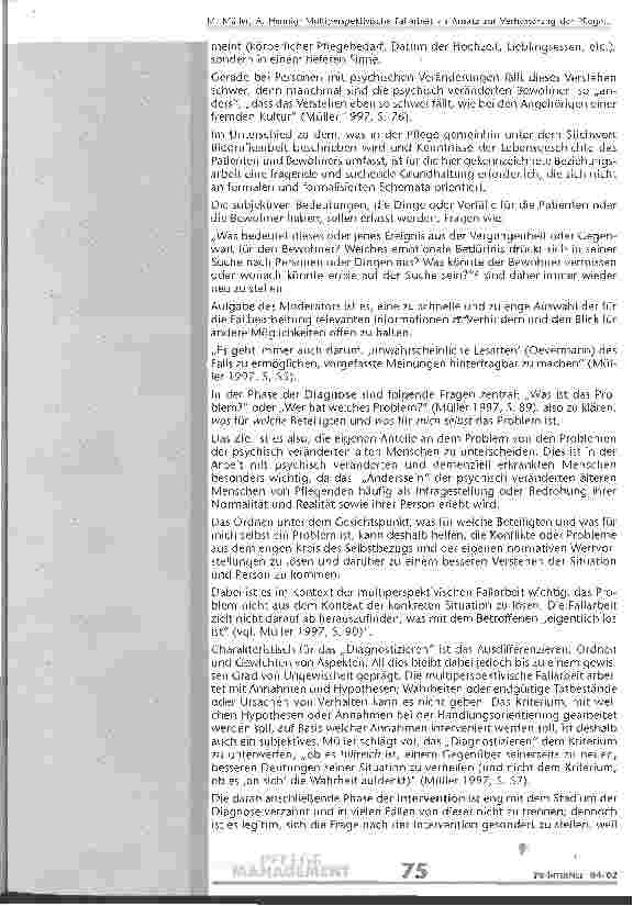 Vorschauseite 3: Multiperspektivische Fallarbeit als Ansatz zur Verbesserung der Pflege mit psychisch veränderten Menschen: Defintion - Praxisbeispiel