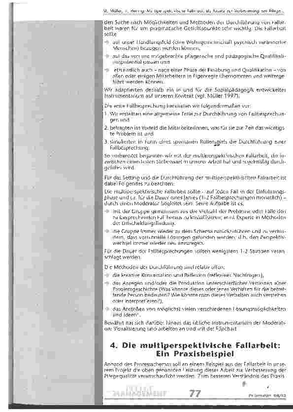 Vorschauseite 5: Multiperspektivische Fallarbeit als Ansatz zur Verbesserung der Pflege mit psychisch veränderten Menschen: Defintion - Praxisbeispiel