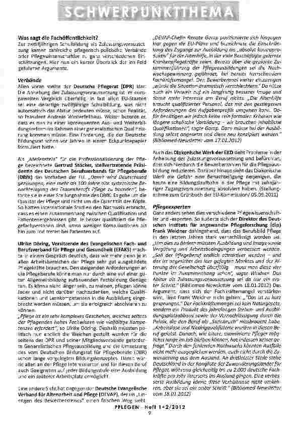 Vorschauseite 2: WELCHE BILDUNG BRAUCHT DIE PFLEGE? Zusammenfassung eines bisherigen Diskussionsstands