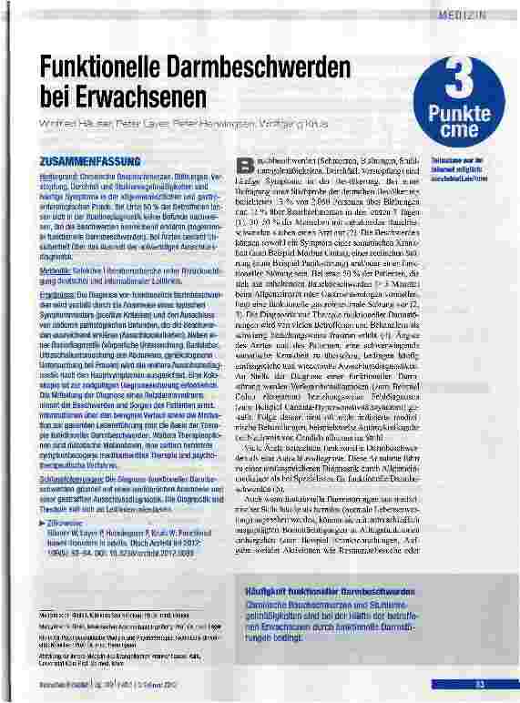 Vorschauseite 1: Funktionelle Darmbeschwerden bei Erwachsenen
