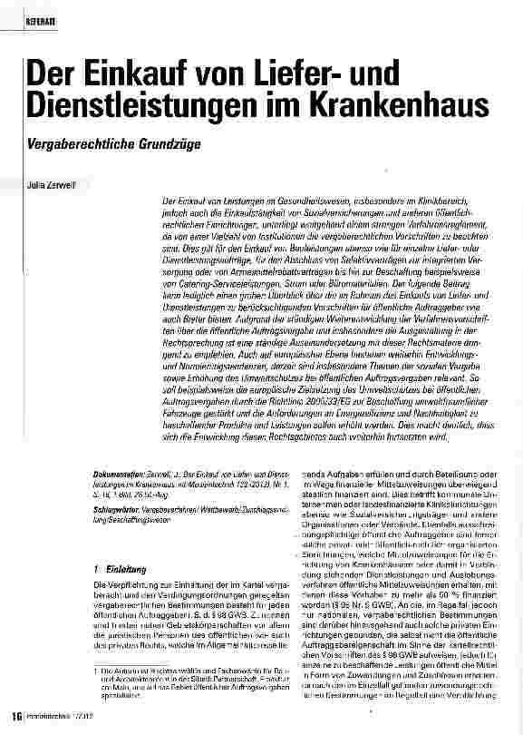 Vorschauseite 1: Der Einkauf von Lieferund Dienstleistungen im Krankenhaus