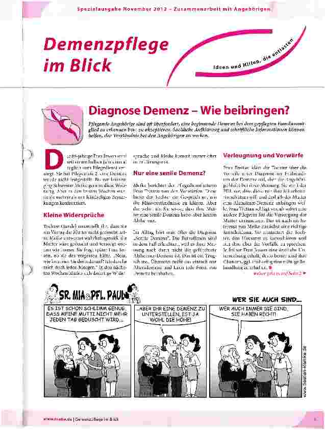 Vorschauseite 1: Diagnose Demenz - Wie beibringen?