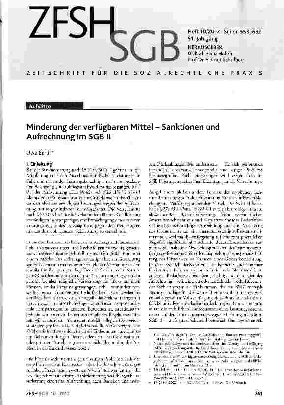 Vorschauseite 1: Minderung der verfügbaren Mittel - Sanktionen und Aufrechnung im SGB II