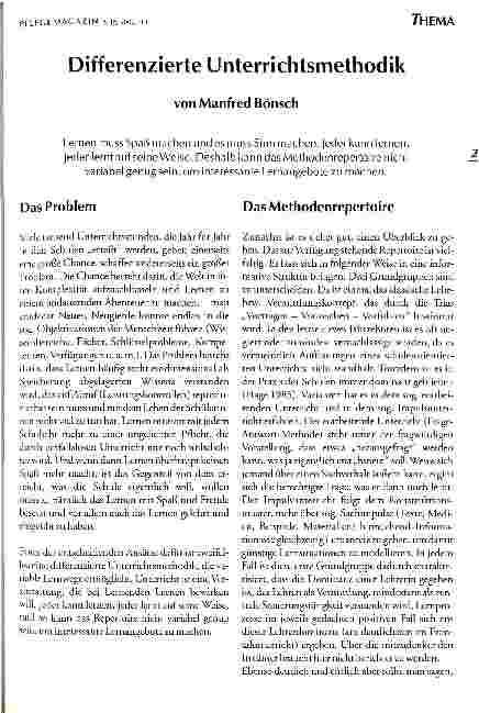 Vorschauseite 1: Differenzierte Unterrichtsmethodik