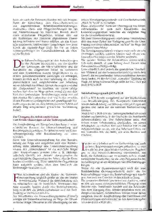 Vorschauseite 3: Rechtliche Aspekte bei der Gründung von Servicediensten in Form von Tochtergesellschaften der Krankenhäuser