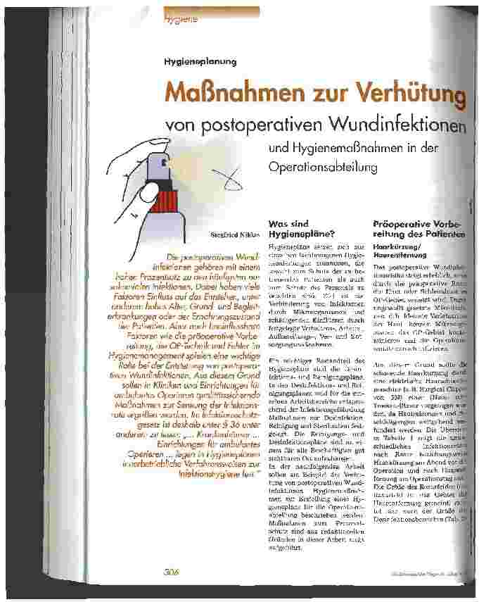 Vorschauseite 1: Maßnahmen zur Verhütung von postoperativen Wundinfektionen und Hygienemaßnahmen in der Operationsabteilung