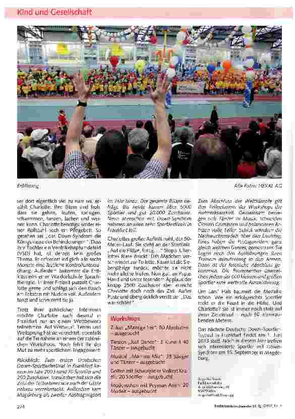 Vorschauseite 4: Alle Rekorde übertroffen Eindrücke vom 10. Deutschen Down-Sportlerfestival in Frankfurt