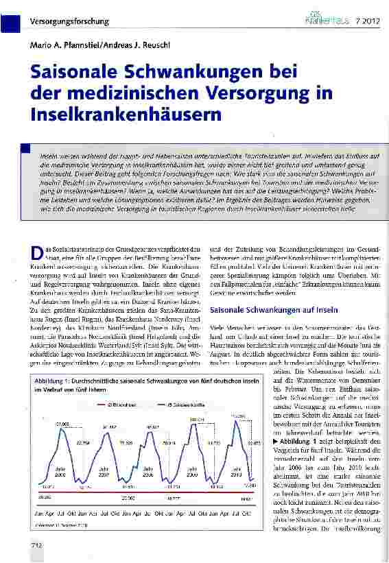 Vorschauseite 1: Saisonale Schwankungen bei der medizinischen Versorgung in Inselkrankenhäusern