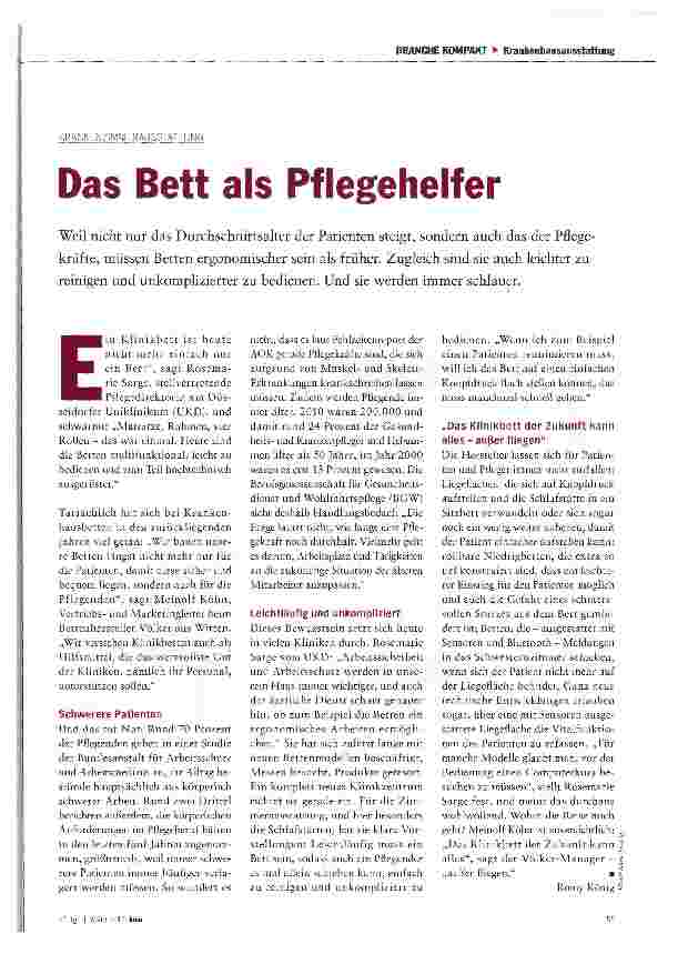 Vorschauseite 1: Das Bett als Pflegehelfer