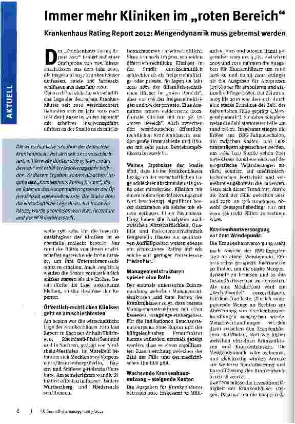 Vorschauseite 1: Immer mehr Kliniken im „roten Bereich