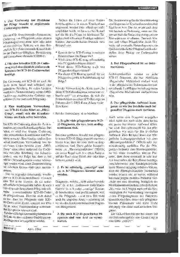 Vorschauseite 2: Codierlisten zur Diskussion ICD 10