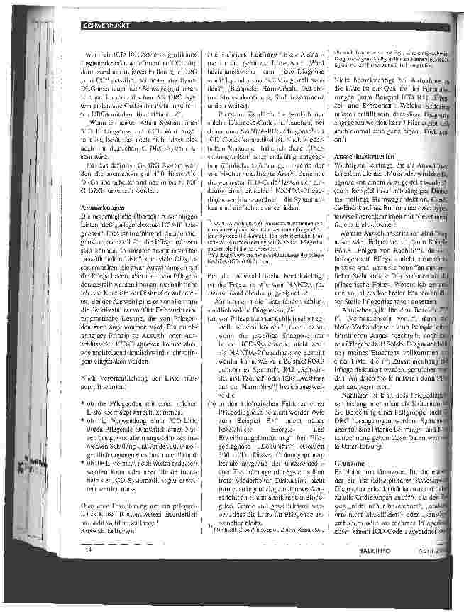 Vorschauseite 3: Codierlisten zur Diskussion ICD 10