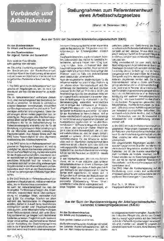 Vorschauseite 1: Stellungnahmen zum Referentenentwurf eines Arbeitsschutzgesetzes