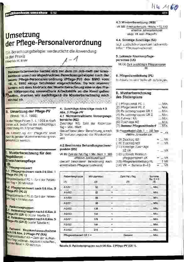 Vorschauseite 1: Umsetzung der Pflege-Personalverordnung