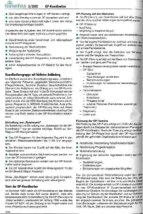 Vorschauseite 2: OP-Koordination im Universitätsklinikum Innsbruck
