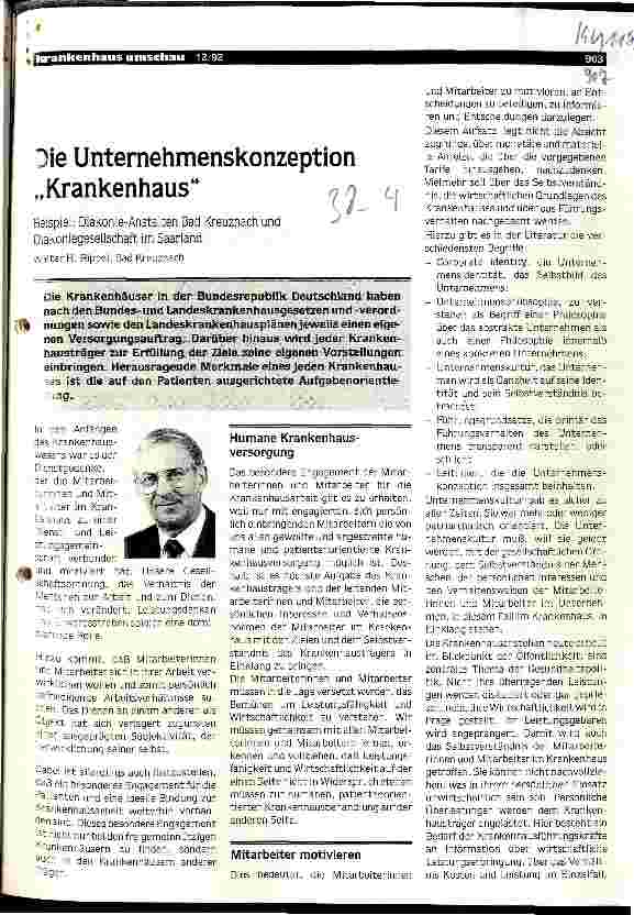 Vorschauseite 1: Die Unternehmenskonzeption Krankenhaus Beispiel: Diakonie-Anstalten Bad Kreuznach und Gesellschaft Saarland