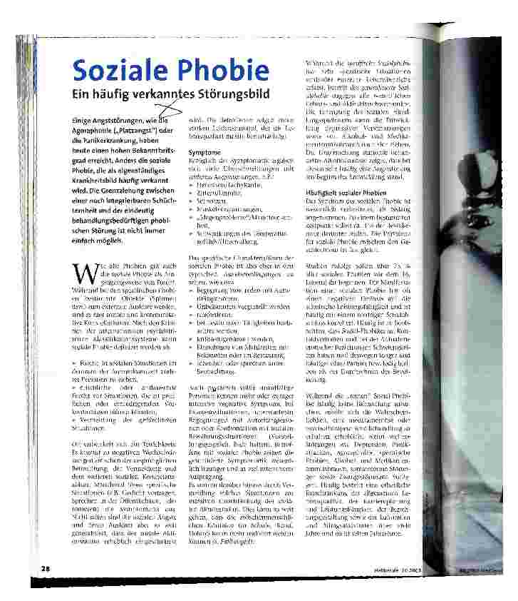 Vorschauseite 1: Soziale Phobie Ein häufig verkanntes Störungsbild
