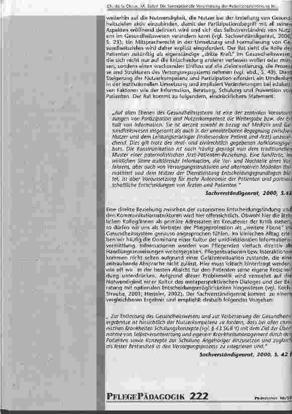 Vorschauseite 2: Die konzeptionelle Verankerung der Patientenorientierung in Patientenschulungsund -anleitungsprogrammen