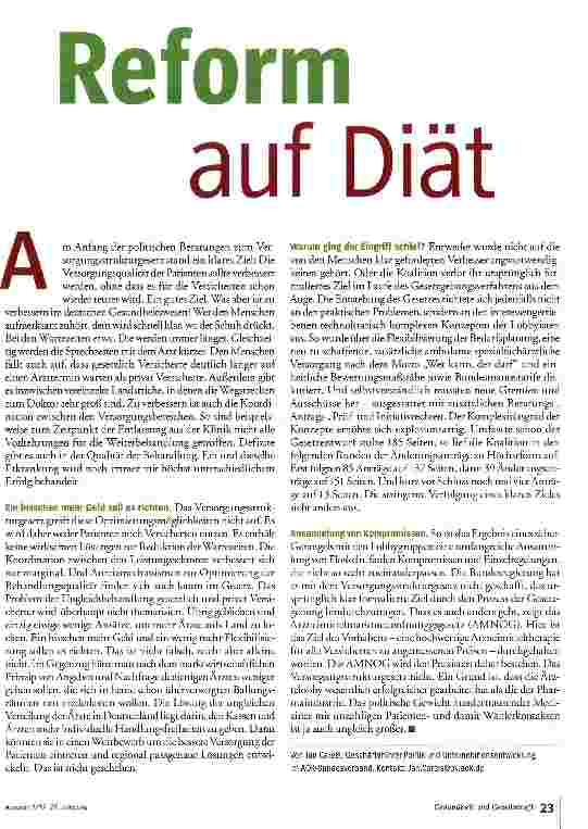 Vorschauseite 2: Reform auf Diät