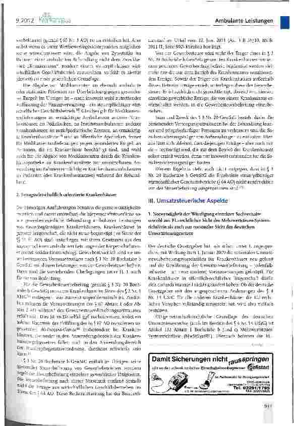 Vorschauseite 4: Steuerliche Aspekte bei der Erbringung ambulanter Leistungen im Krankenhaus (aus Sicht der Krankenhäuser)