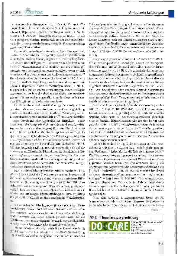 Vorschauseite 6: Steuerliche Aspekte bei der Erbringung ambulanter Leistungen im Krankenhaus (aus Sicht der Krankenhäuser)