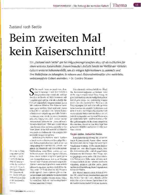 Vorschauseite 1: Beim zweiten Mal kein Kaiserschnitt!